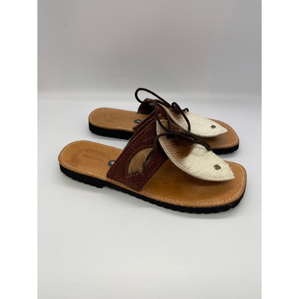 Collins Genuine Leather Moccasin Style Womens Sandals with Fur Size 8